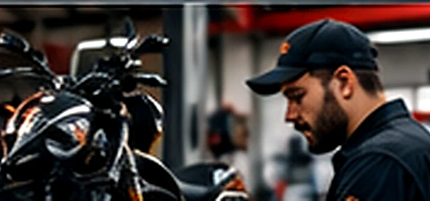 Fotografía ilustrativa de un mecánico trabajando en motocicleta