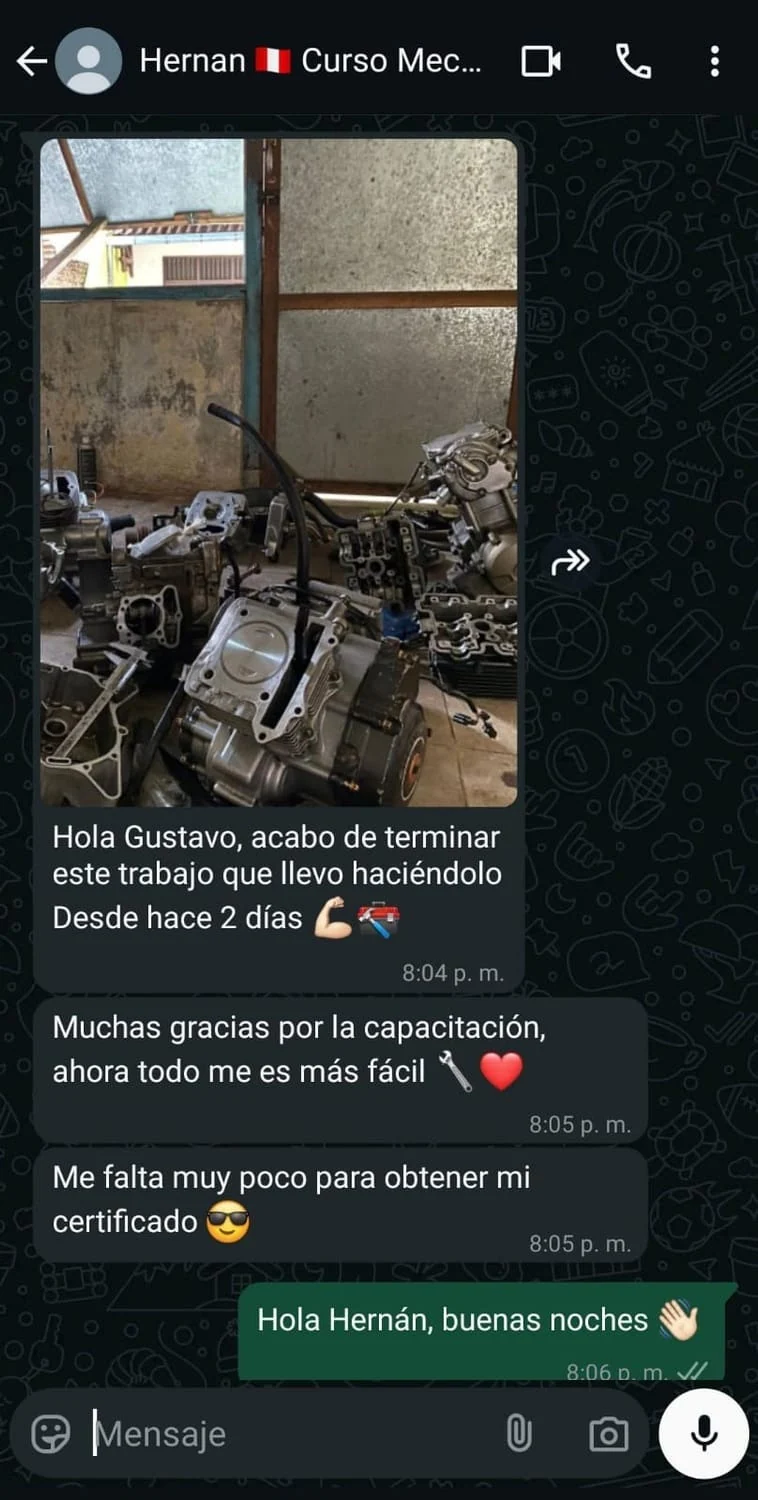 Captura auténtica de conversación de WhatsApp con Hernán